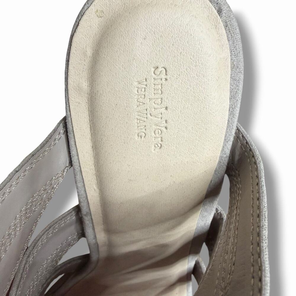 Vera Wang Sandal Heels Strappy Faux Suede Stiletto Taupe Formal Business Sz 10 - Picture 9 of 14